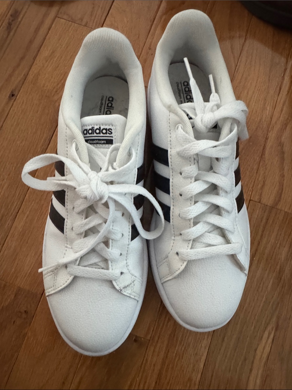adidas White Sneakers with Black Three-Stripes